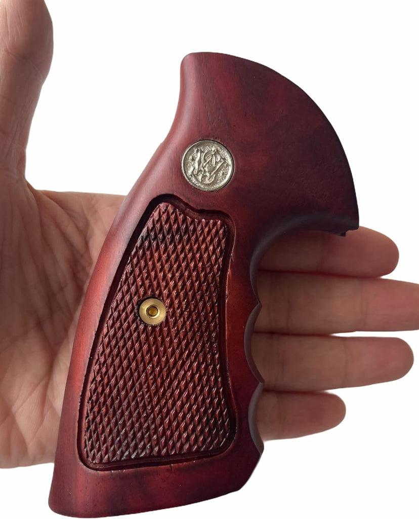Wooden Grips For S&W K/L Frame Round Butt Revolvers (Post 1995) - Models 10, 19, 66, 686, Etc.