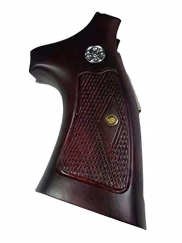 handicraftgrips New Smith & Wesson N Frame Square Butt Grips Checkered Hardwood Open Back #Nsw20