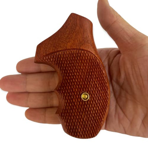 New Handicraftgrips Handmade Grips compatible with Rossi small frame round butt grips R352 R461 R462 six shot revolver chambered in .38 Special or .357 Magnum Grips Checkered Hardwood Hard Wood #RRW02
