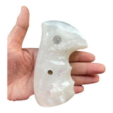 Smith & Wesson K/l Frame Round Butt Revolver Grips White Pearl Color Polymer Smooth Resin Finger Groove Smooth Openback Silver Medallions Handmade S&W K/L K L Frame Round Butt Model 10 12 13 19 460 500 547 581 586 64 65 66 (Post 1995) 681 686 #KRR03  KRW