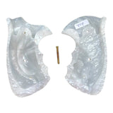 Smith & Wesson K/l Frame Round Butt Revolver Grips White Pearl Color Polymer Smooth Resin Finger Groove Smooth Openback Silver Medallions Handmade S&W K/L K L Frame Round Butt Model 10 12 13 19 460 500 547 581 586 64 65 66 (Post 1995) 681 686 #KRR03  KRW