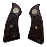 S&W J-Frame Square Butt Grips Handmade – Checkered Hardwood Wood / Silver Medallions | Fits Models 34 35 36 37 38 49 51 640 649 650 651 | Artisan Special Design Sport Grip for Men, Elegant Birthday, Christmas & New Year Gift for Men | JSW16