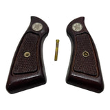 S&W J-Frame Square Butt Grips Handmade – Checkered Hardwood Wood / Silver Medallions | Fits Models 34 35 36 37 38 49 51 640 649 650 651 | Artisan Special Design Sport Grip for Men, Elegant Birthday, Christmas & New Year Gift for Men | JSW16