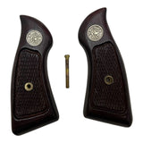 S&W J-Frame Square Butt Grips Handmade – Checkered Hardwood Wood / Silver Medallions | Fits Models 34 35 36 37 38 49 51 640 649 650 651 | Artisan Special Design Sport Grip for Men, Elegant Birthday, Christmas & New Year Gift for Men | JSW16