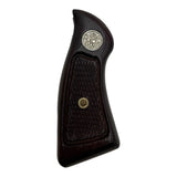 S&W J-Frame Square Butt Grips Handmade – Checkered Hardwood Wood / Silver Medallions | Fits Models 34 35 36 37 38 49 51 640 649 650 651 | Artisan Special Design Sport Grip for Men, Elegant Birthday, Christmas & New Year Gift for Men | JSW16