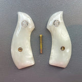 handicraftgrips JRR13## New Smith & Wesson S&W J Frame Round Butt Grips Smooth White Pearl Resin Handmade For Model 242 296 30 31 32 33 34 35 36 37 38 39 317 331 332 337 340 342 350 351 360 386 40 42 43 442 51 60 63 637 638 640 649 650 651 JRW