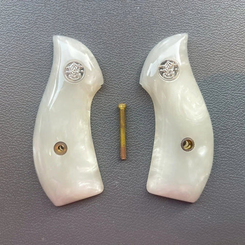 handicraftgrips JRR13## New Smith & Wesson S&W J Frame Round Butt Grips Smooth White Pearl Resin Handmade For Model 242 296 30 31 32 33 34 35 36 37 38 39 317 331 332 337 340 342 350 351 360 386 40 42 43 442 51 60 63 637 638 640 649 650 651 JRW