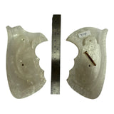 Smith & Wesson K/l Frame Round Butt Revolver Grips White Pearl Color Polymer Smooth Resin Finger Groove Smooth Openback Silver Medallions Handmade S&W K/L K L Frame Round Butt Model 10 12 13 19 460 500 547 581 586 64 65 66 (Post 1995) 681 686 #KRR03  KRW