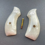handicraftgrips JRR13## New Smith & Wesson S&W J Frame Round Butt Grips Smooth White Pearl Resin Handmade For Model 242 296 30 31 32 33 34 35 36 37 38 39 317 331 332 337 340 342 350 351 360 386 40 42 43 442 51 60 63 637 638 640 649 650 651 JRW