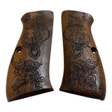 CFW14 ## New grips Cz75 Cz85 CZ SP-01 CZ 75B 75BD CZ75B 75 B grips Laser Logo Full Size Hard wood Hardwood Checkered Handmade Birthday Gift Sport for Men Skull Special Design by handicraftgrips