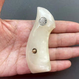 handicraftgrips JRR13## New Smith & Wesson S&W J Frame Round Butt Grips Smooth White Pearl Resin Handmade For Model 242 296 30 31 32 33 34 35 36 37 38 39 317 331 332 337 340 342 350 351 360 386 40 42 43 442 51 60 63 637 638 640 649 650 651 JRW