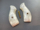 handicraftgrips JRR13## New Smith & Wesson S&W J Frame Round Butt Grips Smooth White Pearl Resin Handmade For Model 242 296 30 31 32 33 34 35 36 37 38 39 317 331 332 337 340 342 350 351 360 386 40 42 43 442 51 60 63 637 638 640 649 650 651 JRW