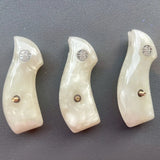 handicraftgrips JRR13## New Smith & Wesson S&W J Frame Round Butt Grips Smooth White Pearl Resin Handmade For Model 242 296 30 31 32 33 34 35 36 37 38 39 317 331 332 337 340 342 350 351 360 386 40 42 43 442 51 60 63 637 638 640 649 650 651 JRW
