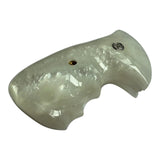 Smith & Wesson K/l Frame Round Butt Revolver Grips White Pearl Color Polymer Smooth Resin Finger Groove Smooth Openback Silver Medallions Handmade S&W K/L K L Frame Round Butt Model 10 12 13 19 460 500 547 581 586 64 65 66 (Post 1995) 681 686 #KRR03  KRW