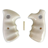 handicraftgrips KRR02## New Smith & Wesson K/l Frame Round Butt Revolver Grips White Ivory Color Polymer Smooth Resin Finger Groove Smooth Silver Medallions Handmade Handcraft Sport for Men