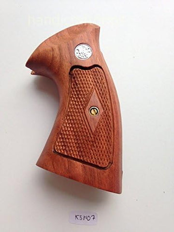 Smith & Wesson K/l Frame Square Butt Revolver Grips Hardwood Open Back Checkered Handmade #Ksw07