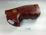 handicraftgrips New Colt Python Grips I/E Frame Checkered Hardwood Handmade Gold Medallions #Pyw12