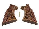 handicraftgrips KRW74## New Smith & Wesson S&W K/L K L Frame Round Butt Grips Hard Wood Laser Logo Checkered Open Back Silver Medallions Handmade Sport Men Birthday Newyear Christmas