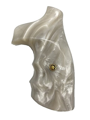NEW Handmade White Pearl Resin Grips for S&W J FRAME ROUND BUTT GRIP | UK