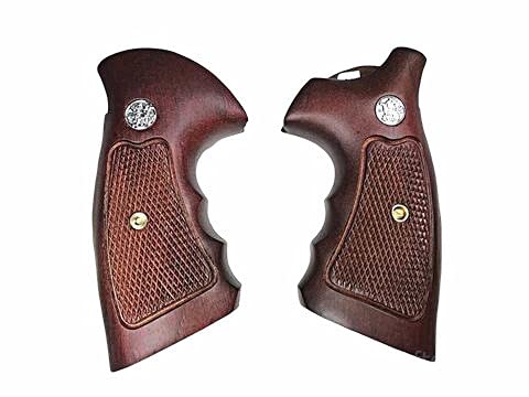 New Smith & Wesson S&W N Frame Round Butt Grips Smooth Silver Medallions Hardwood Finger Groove Open Back Birthday Newyear Sport for Men for him Special Design Handcraft #NRW05