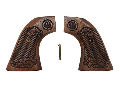 RVW12## New Ruger Blackhawk Super Blackhawk Vaquero Large Frame Single Six Grips Laser Logo Skull Smooth Checkered Hard Wood Handmade Handcraft Sport for Men Fathers Day Birthday Gift Handicratgrips