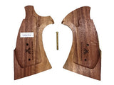 handicraftgrips KRW74## New Smith & Wesson S&W K/L K L Frame Round Butt Grips Hard Wood Laser Logo Checkered Open Back Silver Medallions Handmade Sport Men Birthday Newyear Christmas