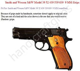 NEW Smith and Wesson S&W Model 39 52 439 539 639 9 Mm. Round Butt Grips Hardwood Wood Mother of Pearl Inlay Smooth Handmade Handcraft Gift Sport for men Man Birthday Newyear Christmas #S3M04