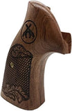 handicraftgrips KSW74## New Smith & Wesson K/L S&W K L Frame Square Butt Revolver Grips Laser Hard Wood Finger Groove Checkered Open Back Handmade Silver Medallions Sport for Men Birthday Gift by