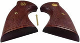 handicraftgrips New Colt Python Grips I/E Frame Checkered Open Back Hardwood Handmade Gold Medallions #Pyw13