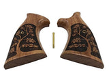 handicraftgrips KRW68## New Smith & Wesson S&W K/L K L Frame Round Butt Grips Hard Wood Laser Logo Checkered Open Back Silver Medallions Handmade Sport Men Birthday Newyear Christmas