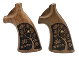 handicraftgrips KRW68## New Smith & Wesson S&W K/L K L Frame Round Butt Grips Hard Wood Laser Logo Checkered Open Back Silver Medallions Handmade Sport Men Birthday Newyear Christmas