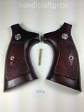 handicraftgrips New Smith & Wesson N Frame Square Butt Grips Checkered Hardwood Open Back #Nsw20