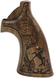handicraftgrips KSW70## New Smith & Wesson K/L S&W K L Frame Square Butt Revolver Grips Laser Hard Wood Finger Groove Checkered Open Back Handmade Silver Medallions Sport for Men Birthday Gift