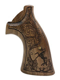 handicraftgrips KSW70## New Smith & Wesson K/L S&W K L Frame Square Butt Revolver Grips Laser Hard Wood Finger Groove Checkered Open Back Handmade Silver Medallions Sport for Men Birthday Gift