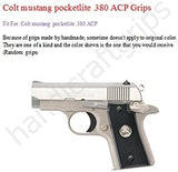 New Grips for Colt Mustang Checkered pocketlite Pistol Hardwood Silver Medallions Hard Wood Handmade Grips Handcraft Beautiful Nice Gift Sport for Men Man #MTW10