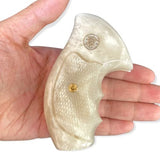 JRR04 ## New Smith & Wesson S&W J Frame Round Butt Bodyguard Grips Silver Medallions White Pearl Resin Checkered Handmade Handcraft Beautiful Gift Newyear Christmas Sport for Men by Handicraftgrips