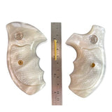 JRR04 ## New Smith & Wesson S&W J Frame Round Butt Bodyguard Grips Silver Medallions White Pearl Resin Checkered Handmade Handcraft Beautiful Gift Newyear Christmas Sport for Men by Handicraftgrips