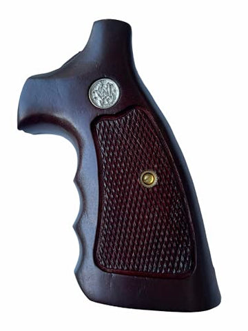 New Smith & Wesson N Frame Square Butt Grips Checkered Hardwood Finger Groove #Nsw12