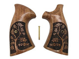 handicraftgrips KRW68## New Smith & Wesson S&W K/L K L Frame Round Butt Grips Hard Wood Laser Logo Checkered Open Back Silver Medallions Handmade Sport Men Birthday Newyear Christmas