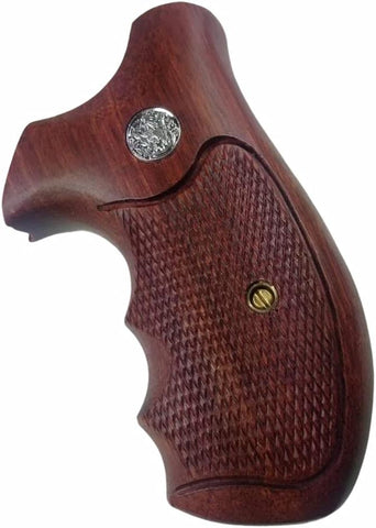 Smith & Wesson K/l Frame Round Butt Revolver Grips Hardwood Finger Groove Checkered Handmade #Krw26