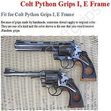 handicraftgrips New Colt Python Grips I/E Frame Checkered Open Back Hardwood Handmade Gold Medallions #Pyw13