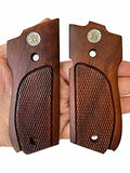 handicraftgrips S3W15## New Smith and Wesson S&W Model 39, 52, 439, 539, 639, 9 Mm, Round Butt Grips Hard Wood Checkered Handmade Gift Sport for Men Silver Medallions Checkered Birthday Christmas