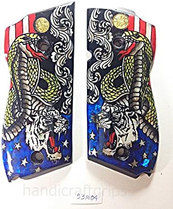 NEW Smith and Wesson S&W Model 39 52 439 539 639 9 Mm. Round Butt Grips Hardwood Wood Mother of Pearl Inlay Smooth Handmade Handcraft Gift Sport for men Man Birthday Newyear Christmas #S3M04