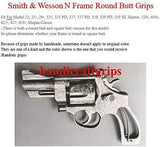 handicraftgrips New Smith & Wesson N Frame Round Butt Grips Checkered Hardwood Open Back #NRW01
