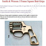 S&W J-Frame Square Butt Grips Handmade – Checkered Hardwood Wood / Silver Medallions | Fits Models 34 35 36 37 38 49 51 640 649 650 651 | Artisan Special Design Sport Grip for Men, Elegant Birthday, Christmas & New Year Gift for Men | JSW14