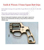 S&W J-Frame Square Butt Grips Handmade – Checkered Hardwood Wood / Silver Medallions | Fits Models 34 35 36 37 38 49 51 640 649 650 651 | Artisan Special Design Sport Grip for Men, Elegant Birthday, Christmas & New Year Gift for Men | JSW23