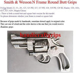 handicraftgrips New Smith & Wesson N Frame Round Butt Grips Checkered Hardwood Open Back #NRW03