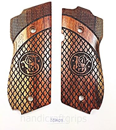 NEW Smith and Wesson S&W Model 39, 52, 439, 539, 639 , 9 Mm, Round Butt Grips Hardwood Wood Smooth Handmade Handcraft Gift Sport for men Skull birthday Newyear Christmas #S3W07