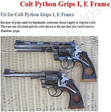 New Colt Python Grips I/ E Frame Checkered Open Back Hardwood Handmade Gold Medallions #Pyw16
