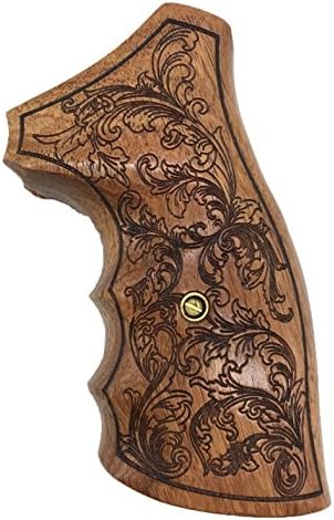 handicraftgrips GPW40## New Ruger GP100 Super Redhawk Grips Checkered Laser Flower Engraved Hard Wood Finger Groove Handmade Birthday Newyear Christmas Gift Sport for Men Fathers Day Handcraft By